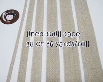 1 roll Linen Herringbone tape, Linen Twill Tape, Unbleached Linen Trim, Linen braided, natural trim, twill tape for masks, natural trim
