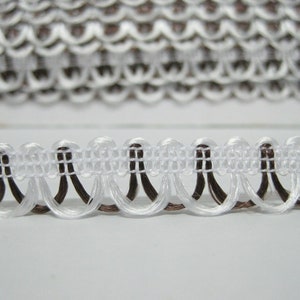 5 yards White-Dark Brown Scallop Loop, loop trim, braided trim, picot braid, white trim, white loop trim, brown trim, brown loop trim,brown