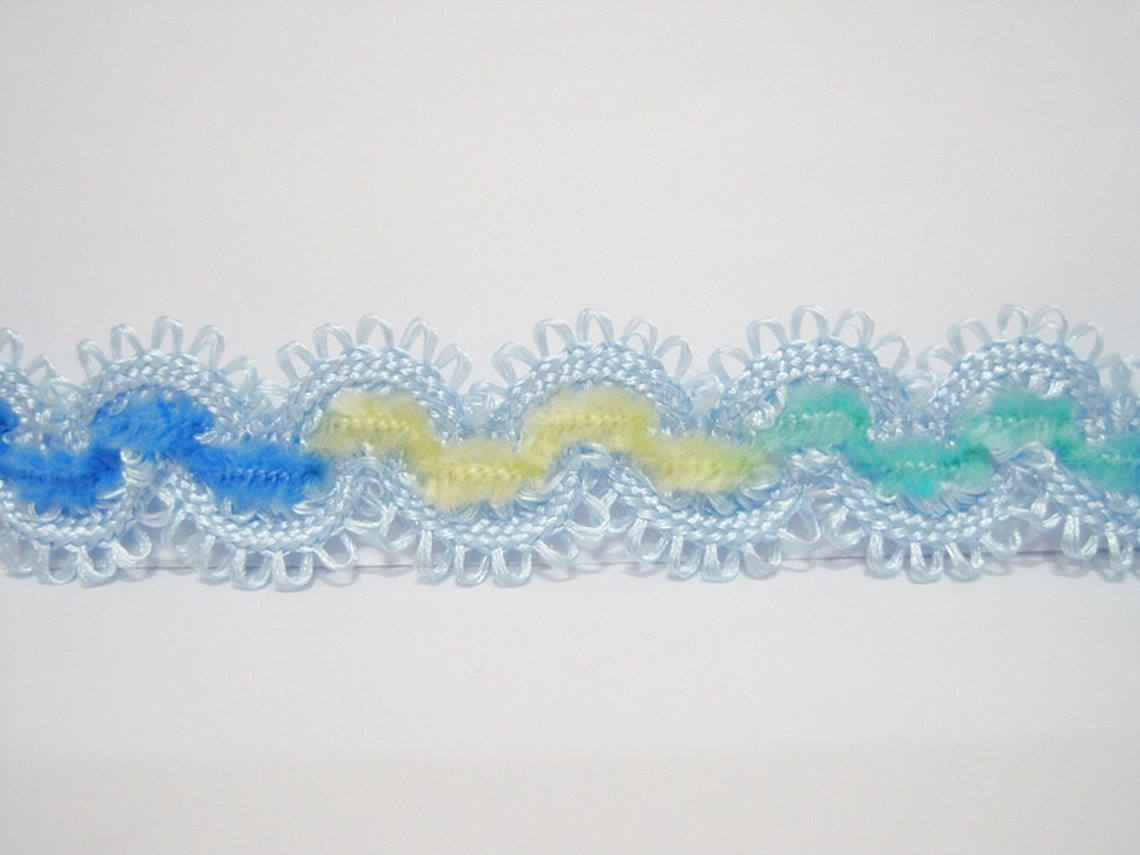 Blue Ric Rak Trim 5 Yards Light Blue Chenille Rick Rack Trim, Multicolored Ric Rac, Ric ...
