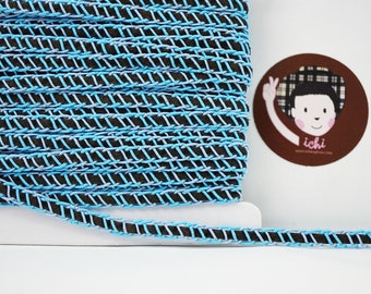 5 yards 3/16" Dark Green Velvet with Blue Braid