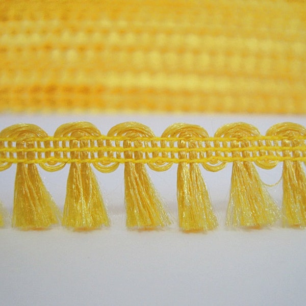 5 Yards Bright Yellow Mini Tassel Trim, Shiny Tassel Trim, Yellow Trim, wholesale trim, tassel fringe, yellow tassel, tiny tassel, yellow