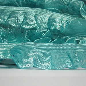 5 Yards 1.4 cm Aqua Green Ruffle Trim, Ruffle Trim, Mint Trim, Ruffle Trim, Organza Ruffle Trim, Shiny Ruffle Trim, Chiffon trim, wholesale