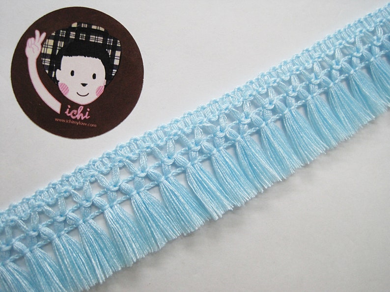 5 Yd 11/4 Light Blue Cotton Tassel Trim Blue Trim Etsy