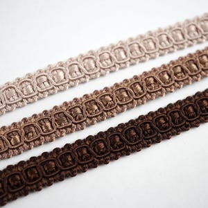 5 Yards 5/16" Brown Braid Trim, Beige Braid trim, Gimp Braid, Braided Gimp Trim, Scroll Braid Trim, Chinese Braided Trim, dark brown braid