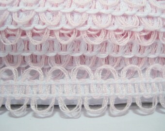 5 Yards Soft Pink loop Trim, pink trim, 2 side loop trim, picot edge, pink loop, pink ribbon, soft pink ribbon, pink braid, pink braided