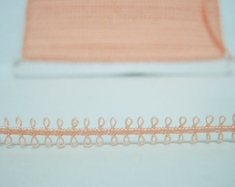 5 yards Peach Pink Picot Trim, picot edge trim, picot edge ribbon, picot lace trim, tiny picot trim, soutache braid, pink picot trim, pink