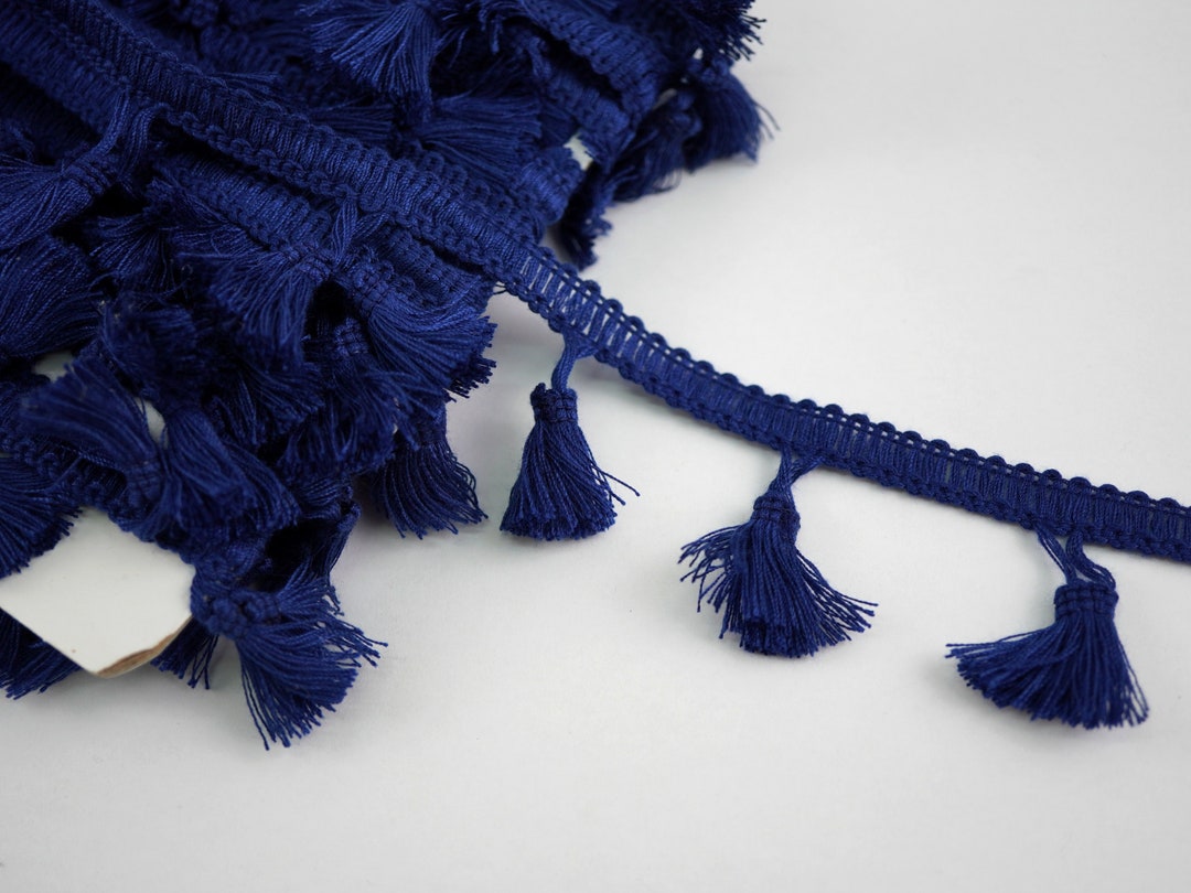 5 Yards Navy Blue Tassel Fringe, Navy Blue Tassel Trim, Blue Tassel Fringe, Tassel Garland