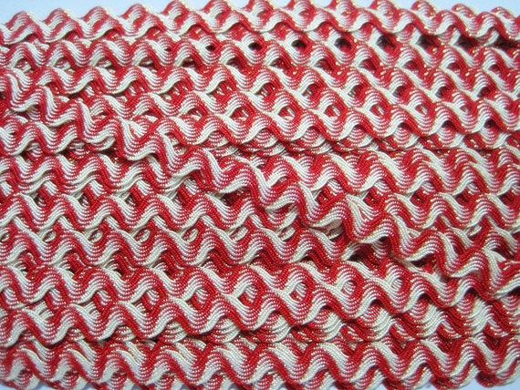 5 Yards Red Baby Rick Rack Trim With Gold Glitter, Wholesale Trim