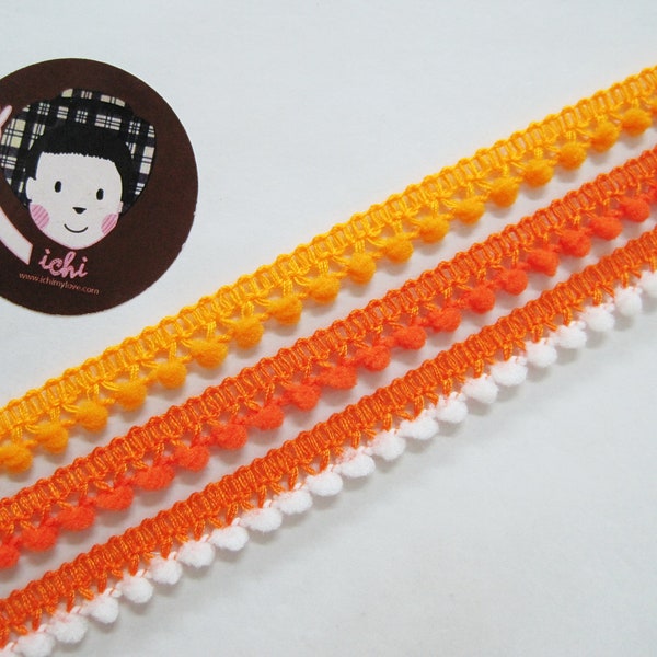 5 yards Orange Tiny Pom Pom Trim, Mini Pom Pom Trim, Tiny Pom Pom Trim, orange trim, Wholesale trim, orange lace trim, orange pom pom fringe