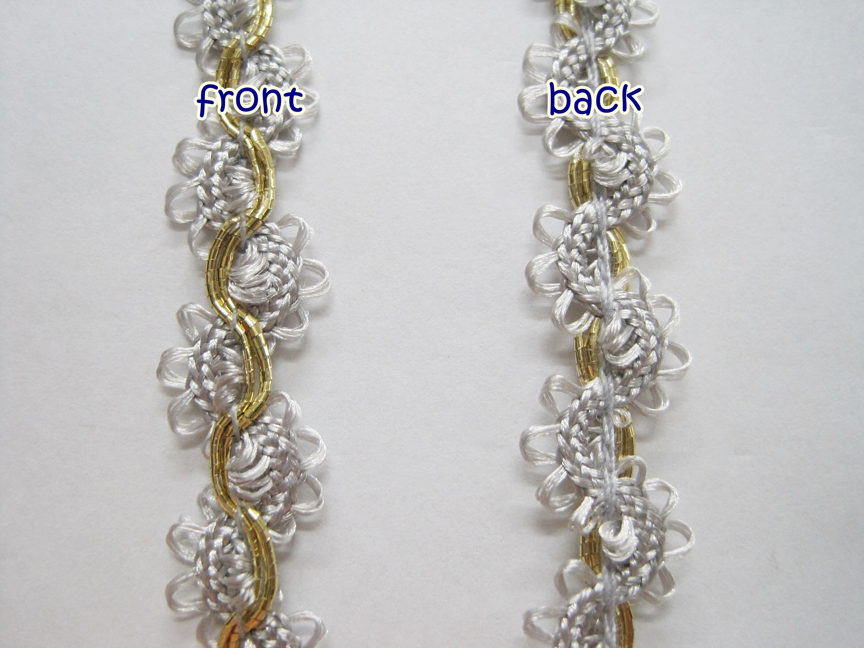 5 Yards Silver Picot Rick Rack With Gold Braided, Gray Trim, Gray Picot ...