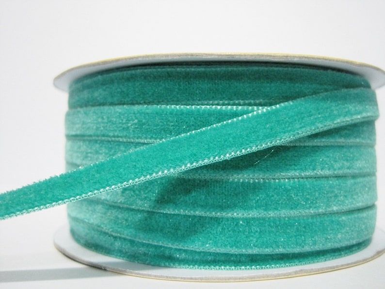 5 Yards 3/8 Aqua Green Velvet Ribbon Velvet Ribbon | Etsy