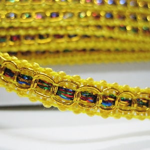 Treccia da 5 yarde 5/16”, treccia giallo-oro brillante, treccia Gimp, finitura intrecciata Gimp, treccia di pergamena, finiture metalliche dorate, treccia gialla