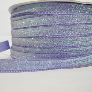 5 Yards 3/8" Lavender Glitter Ribbon, Glitter yarn, Lavender Velvet Ribbon, Lavender Glitter, purple ribbon, Ribbon lot, Velvet Ribbon