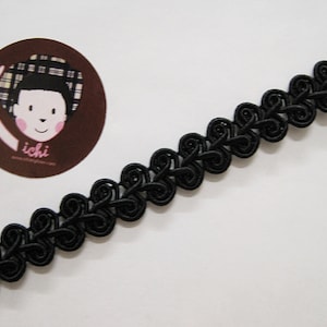 5 Yards 1/2&quot; Black Gimp Braided Trim, Gimp Braid, Braided Cord, Braided Gimp Trim, Scroll Braid Trim, Black braided trim, Black Trim, black