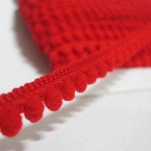 5 yards Red Pom Pom Trim pom size 0.5 cm, Mini Pom Pom Trim, Red Trim, Red pom pom, Wholesale trims, Red, Trim lot, red pom pom fringe image 1