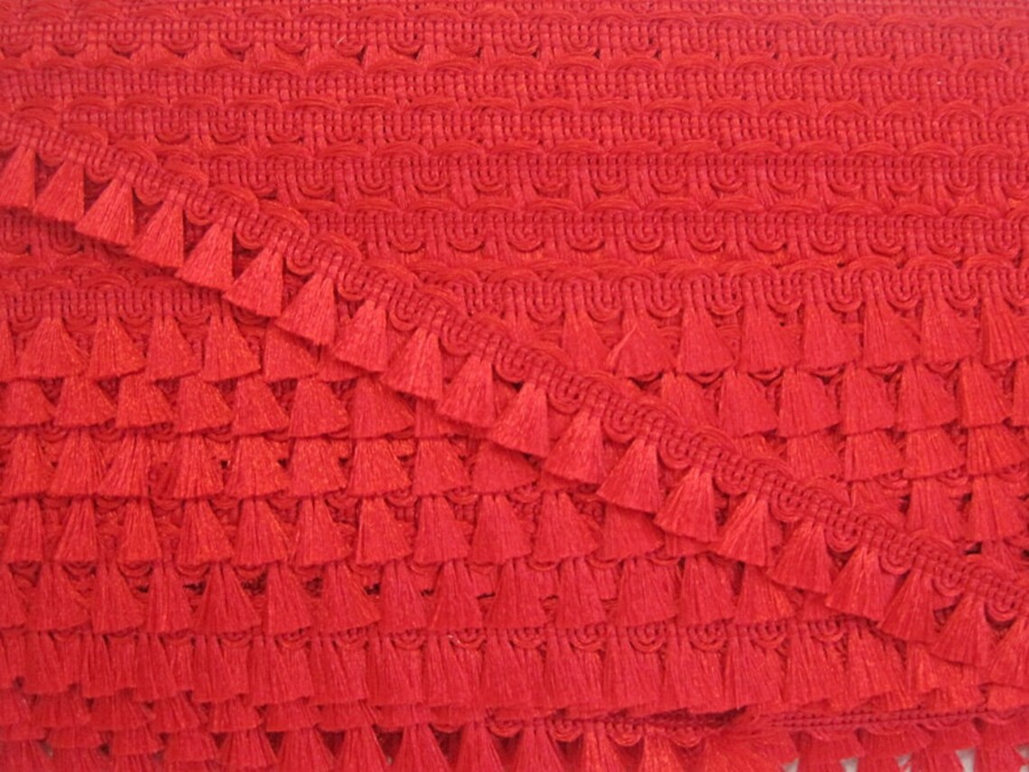 5 Yards Red Mini Tassel Trim Shiny Tassel Trim Wholesale Etsy