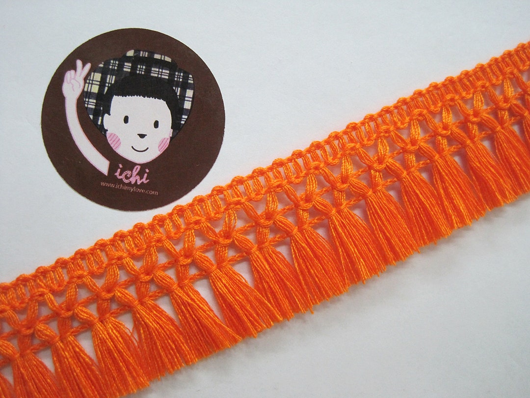 Cotton Tassel Fringe Basket Pink and Orange main image 1