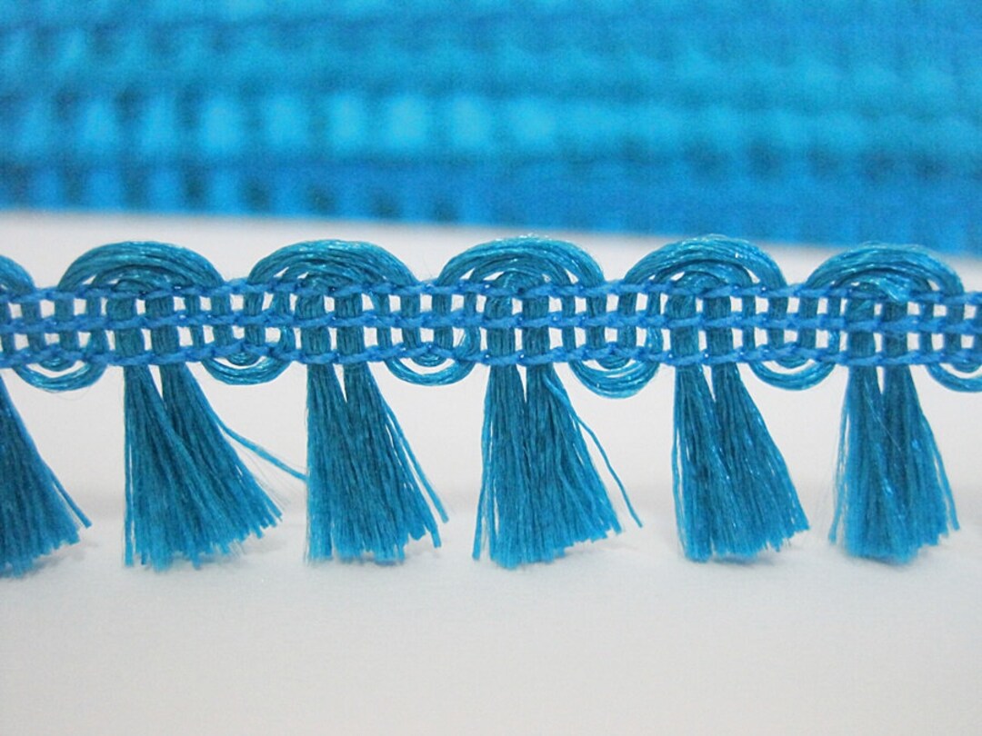 5 Yards Aqua Blue Mini Tassel Trim, Blue Trim, Wholesale Trim, Trim Lot, Tassel, Blue Tassel
