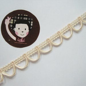 5 Meter Vanille Loop Zierband, Schleifenband, geflochtene Borte, Knopf Schleifenband, creme Knopf Schleife, creme Spitze, Schleifen Spitze, cremefarbene Bogenkanten Spitze