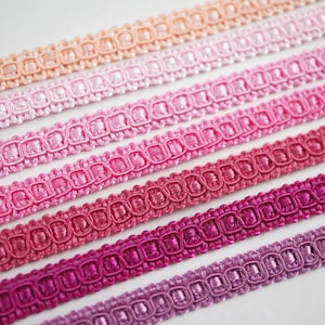 5 Yards 5/16&quot; Pink Braid Trim, Pink Gimp Braid, Gimp Braid, Braided Gimp Trim, Scroll Braid Trim, Chinese Braided Trim, pink ribbon trim