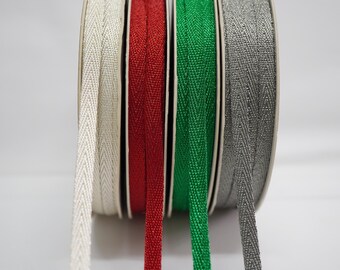 5 yards 1/4" Sparkly Twill tape, Herringbone Tape, Glitter twill tape