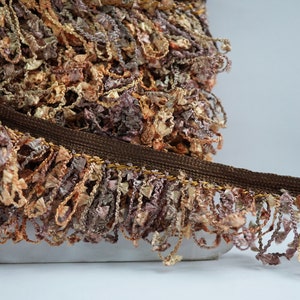 5 Yards Dark Brown  Multicolored Loop Trim, Multicolored Tassel Trim, Novelty Trim, Loop Ribbon fringe, Loop trimming, brown loop fringe