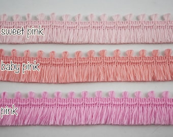 5 Yards 1" Pink Matte Tassel Trim, pink tassel fringe