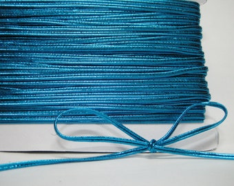 5 jardas 3 mm Aqua Blue Metallic Soutache Braid, cordão trançado, cordão soutache, soutache trançado, cordão para fazer joias, soutache trançado metálico