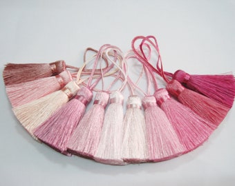 10 pcs Pink Short Silky Tassel