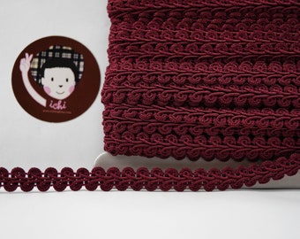 5 Yards 3/8" Burgundy (dark red) Gimp Braided Trim, Gimp Braid, Braided Cord, Braided Gimp Trim, Scroll Braid Trim, Red trim,Chinese Braided