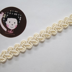 5 yardas 1/2" ribete trenzado crema, ribete trenzado de marfil, trenza Gimp, ribete trenzado Gimp, ribete trenzado de desplazamiento, ribete trenzado chino, ribete crema