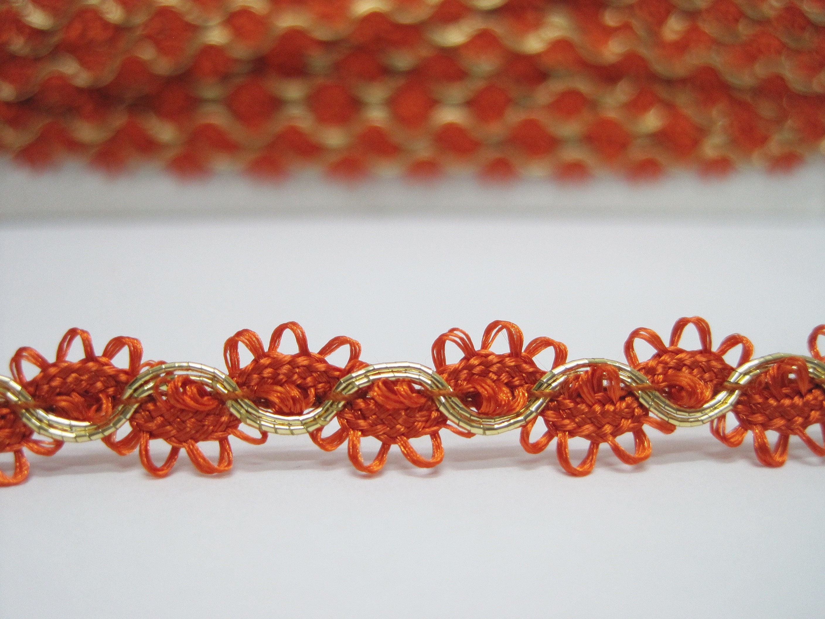 Orange Rick Rack 5 yards Orange Picot Rick Rack with Gold braided Orange Trim | Etsy