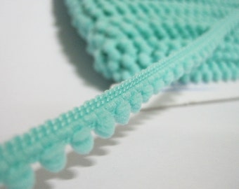 5 yards Aqua Green Pom Pom Trim (pom size 0.5 cm), Mini Pom Pom Trim, Mint Trim, pom pom, Wholesale trims, Mint green, Trim lot, mint pompom