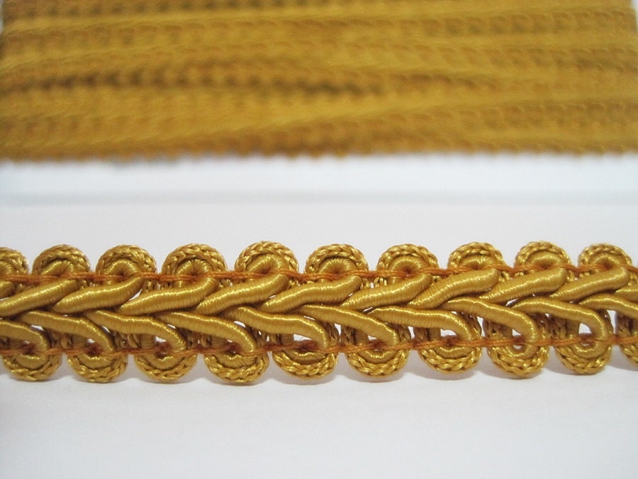 Nastro Passamaneria Vintage Verde Oro - Treccia Intrecciata 1/2 Pollici, Lunghezza 13 Metri (14.22 Iarde)