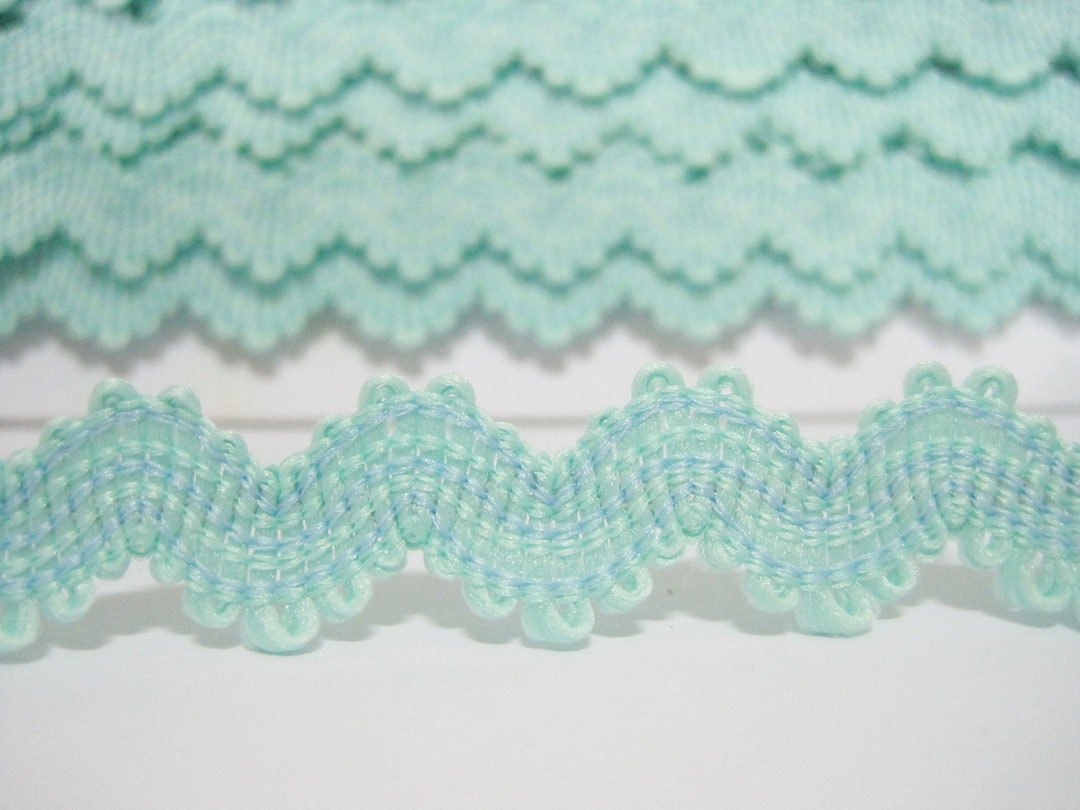 5 Yards Mint Elastic Rick Rack Trim, Elastic Trim, Ric Rac Trim, Rick