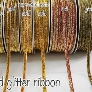 5 Yards 3/16&quot; Gold Metallic Glitter Ribbon, Glitter yarn, sparkle glitter ribbon, Gold Velvet Ribbon, gold sparkle ribbon,gold metallic trim