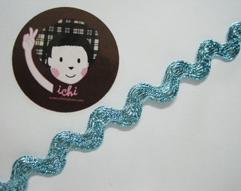 5 Yd 1/2 "Hellblaue Metallic-Rick-Rack-Ordnung, Blaue Zierleiste, Ric Rac-Zierleiste, Metallic-Zierleiste, Blaue Rick-Rack-Zierleiste, blaues Glitzerband, blaue Spitze