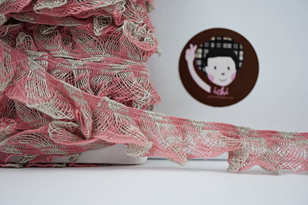 5 Yards Rose Pink Linen Ruffle Trim, Ruffle Lace, Linen Lace Trim ...