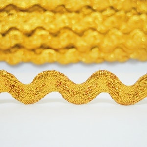 5 Yards Gold Metallic Rick Rack Trim, Gold Trim, Gold Ric Rac Trim, Metallic trim, Gold Rick Rack Trim, Rick Rack Lot, Trim lot, glitter