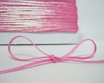 5 jardas 3 mm rosa brilhante Soutache Braid, cordão trançado, cordão Soutache, Soutache trançado, cordão para fazer joias, Soutache trançado metálico