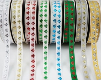 5 yards 7/16” Christmas Tree Metallic Ribbon