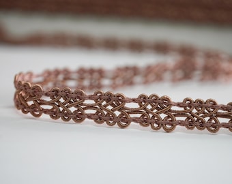 5 Yards 1/4" Light Brown Gimp Braided Trim, Gimp Braid, Braided Cord, Braided Gimp Trim, Scroll Braid Trim, Chinese Braided Trim, brown trim