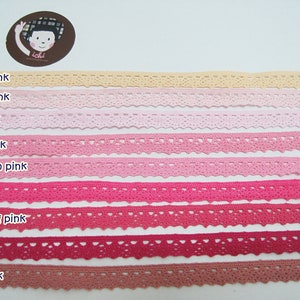 5 Meter 3/8 "Rosa Häkelspitze, Spitzenborte, Häkelspitze, Baumwollspitzenband, Spitzenbesatz, rosa Spitzenborte, rosa Spitze, rosa Trimmen