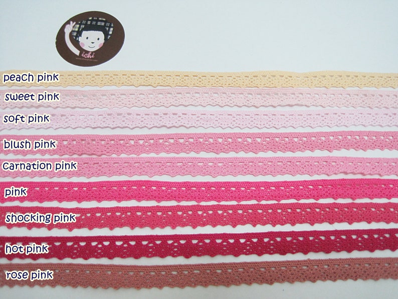 5 yards 3/8 Pink Crochet Lace Trims, Lace Trim, Crochet Lace Trim, Cotton Lace Trim, Lace Trim Ribbon, Pink Lace Trim, Pink Lace, Pink Trim image 1