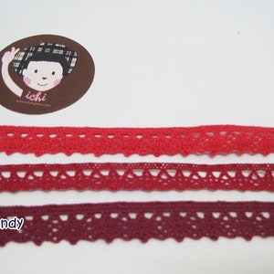 5 yards 3/8&quot; Red Crochet Lace Trim, Lace Trim, Crochet Lace Trim, Cotton Lace Trim, Lace Trim Ribbon, Red lace, Red Trim, Red, Red Lace trim