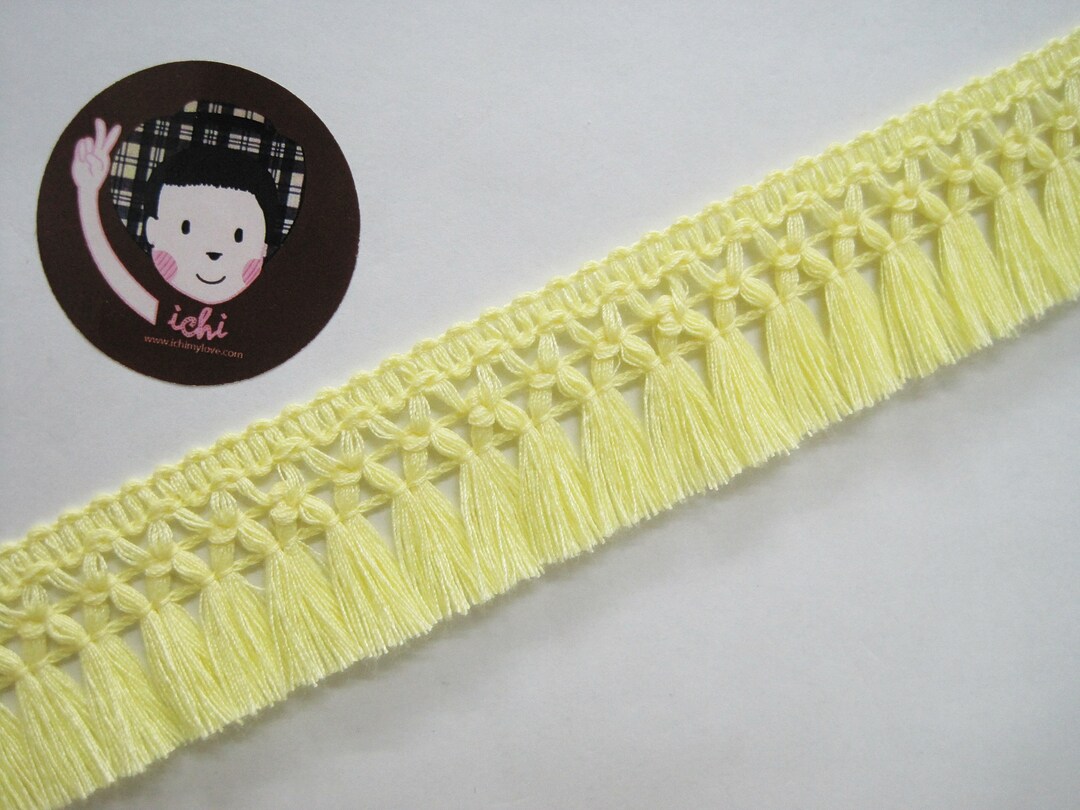 5 Yd 11/4 Light Yellow Cotton Tassel Trim, Yellow Trim, Wholesale Trim