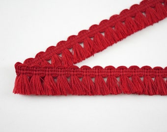 5 Yards Red Matte Mini Tassel Trim, Matte Tassel trim, Red Trim, wholesale trim, Red mini tassel, Red tassel fringe, mini tassel fringe, red