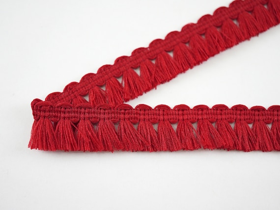 5 Yards Red Matte Mini Tassel Trim, Matte Tassel trim, Red Trim, wholesale trim, Red mini tassel, Red tassel fringe, mini tassel fringe, red