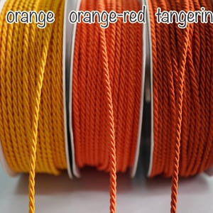 5 Yd 3 mm Orange Twisted Cord, Orange Twisted Cord, Tangerine Twisted Cord, Braided cord, jewelry making cord, orange round cord,orange cord