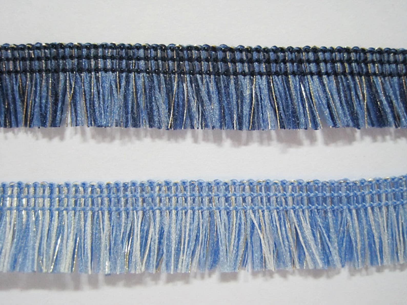 5 Yards Light Blue Mini Tassel Trim with Gold Glitter Blue Etsy